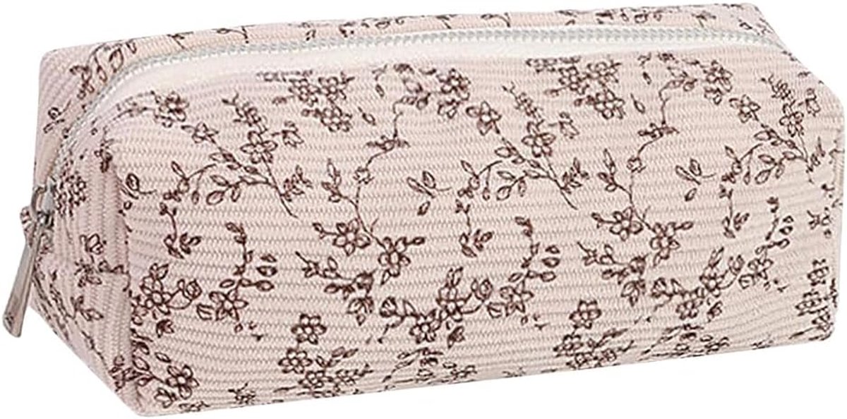SnelShoppen - Schattig Pennenzakje met Grote Capaciteit, 19x7x5 cm, Beige Katoen en Linnen, Multifunctioneel als Cosmetica- of Sleuteltas, Scholen, Fe
