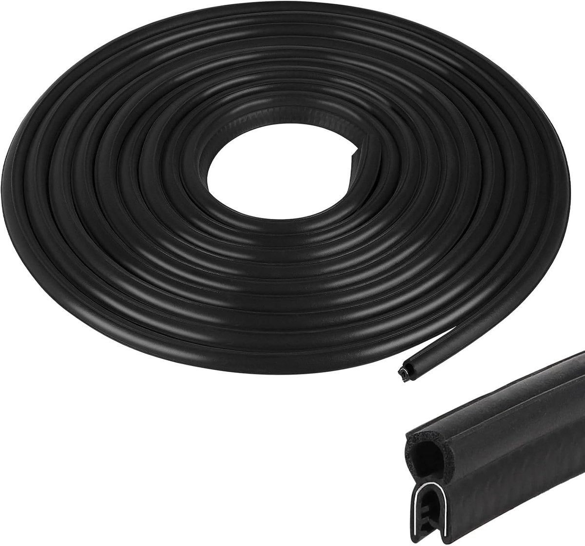 SnelShoppen - Rubber Seal Profile 6m Auto Deur Seal Universeel EPDM Rubber Seal zonder Lijm Zwart voor Caravans, Trucks, Auto's, Garages