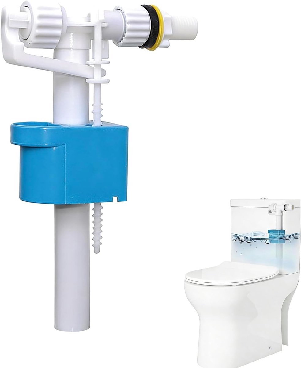 SnelShoppen - Toilet vulventiel G3/8 en G1/2 - Vlotterventiel - Universele vervangingsonderdelen voor spoelbak - Blauw - Hoogwaardige kunststof met me