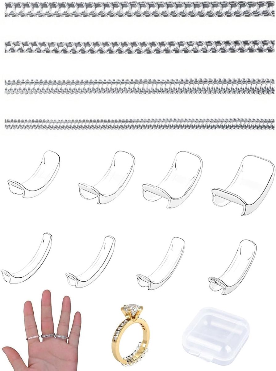 SnelShoppen - Onzichtbare Ringverkleiner 12 Stuks - Ringversteller voor Mannen en Vrouwen - Discreet en Comfortabel - Hoogwaardig Transparant TPU - Pe