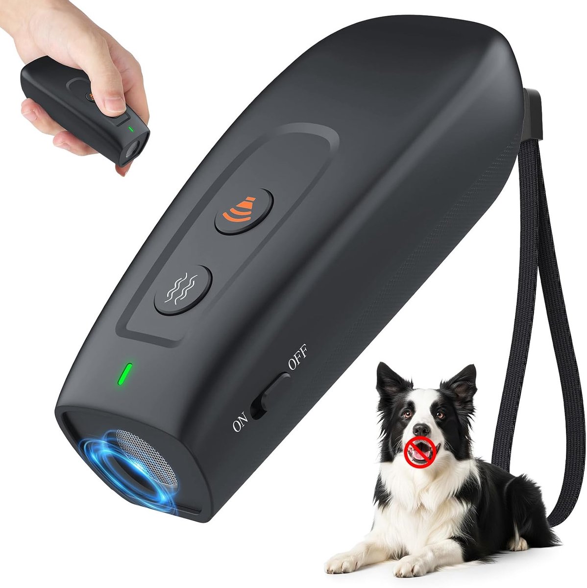 SnelShoppen - MASBRILL Ultrasoon Anti-Blaffapparaat voor Honden, Handheld, 2 Effectieve Trainingsmodi, Oplaadbaar, 15 Dagen Accu, Compact en Draagbaar