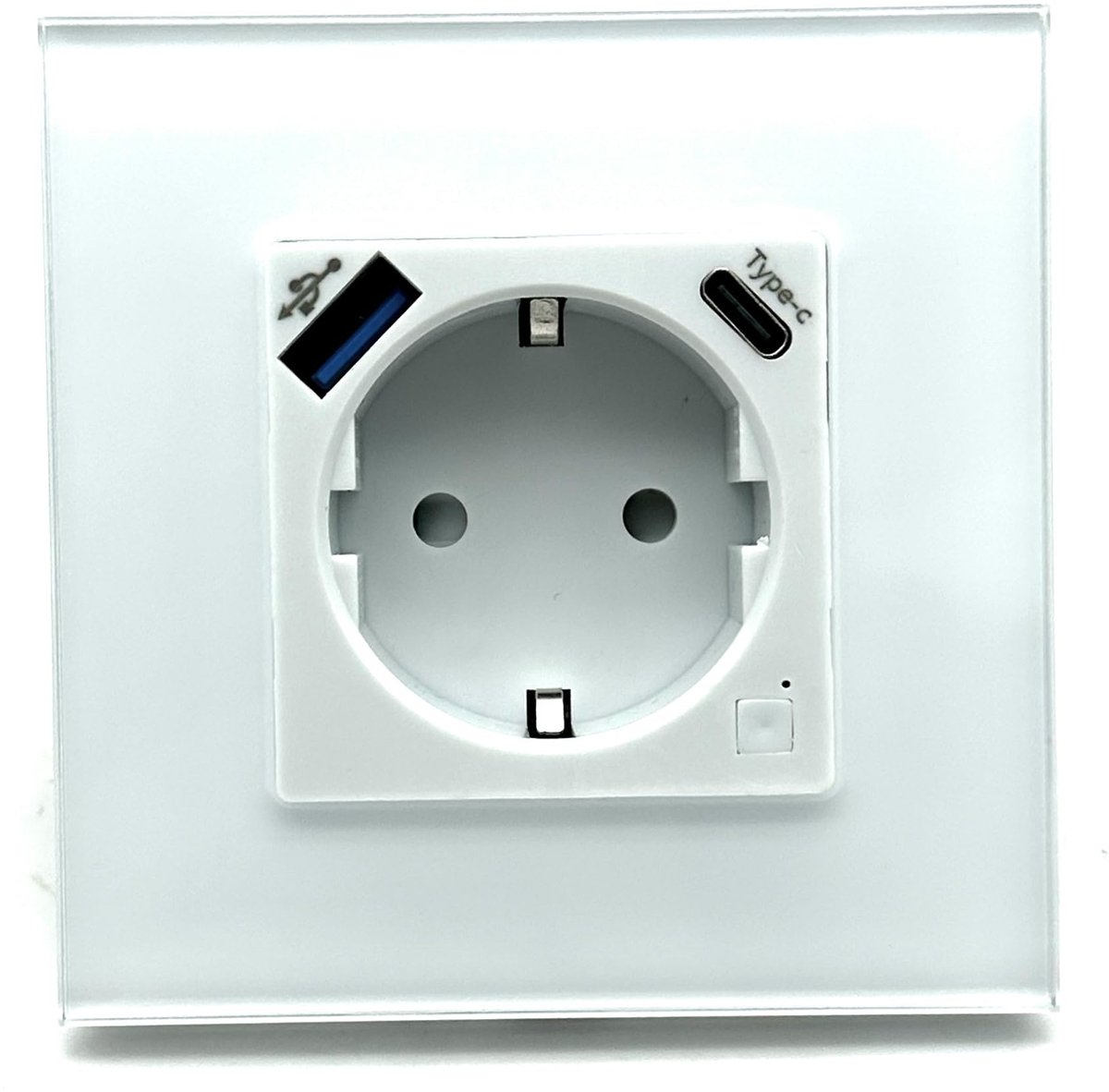 SnelShoppen - Modern touch-wandschakelaarpaneel met stekker, USB-poort en USB-C, wit - Ideaal voor thuis, kantoor, keuken en meer