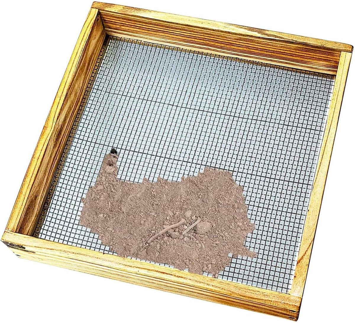 Tuinbodem Zeef - Vuilnisvanger Compost - Tuinieren Grond Zeven - Stevig Houten Frame - 30 x 5 cm - Meerkleurig