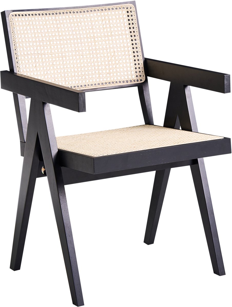 WESTBROOK - Eetkamerstoel - Zwart - Rubberhout
