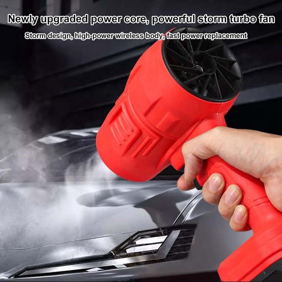 Oplaadbare Air Duster - Elektronische Bladblazer - Stofvrij Maken - Krachtige Borstelmotor - 22x14x8.5cm - Rood — afbeelding 3
