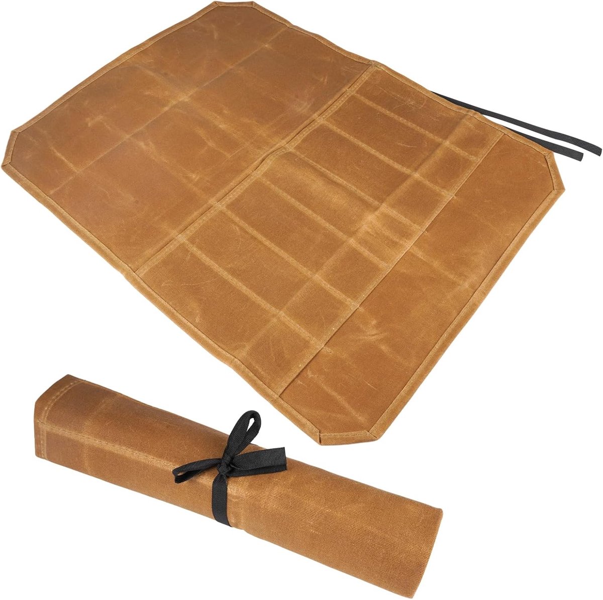 SnelShoppen - Messentas met 7 Vakken - Draagbare Messenrol van Gewaxed Canvas - Duurzaam en Eenvoudig Schoon te Maken - Perfect voor Kamperen en Wande