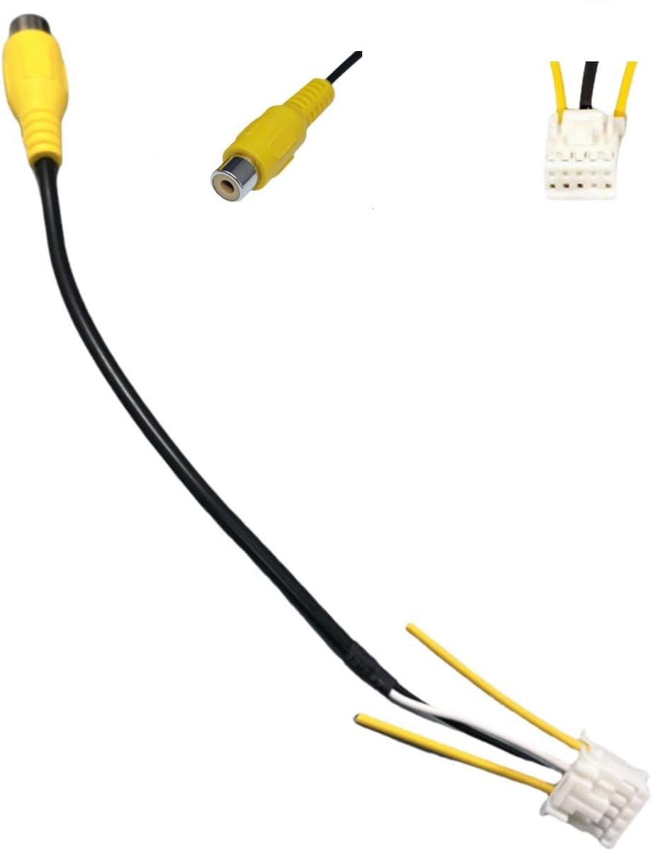 SnelShoppen - 10 Pin Achteruitrijcamera Adapter RCA Video Ingang Adapter voor Android Autoradio - Plug and Play, 18 cm Kleur, Stabiele Video Overdrach