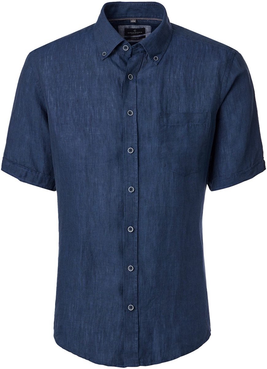 CASAMODA Linnen Overhemd Korte Mouw Button Down Boord - L