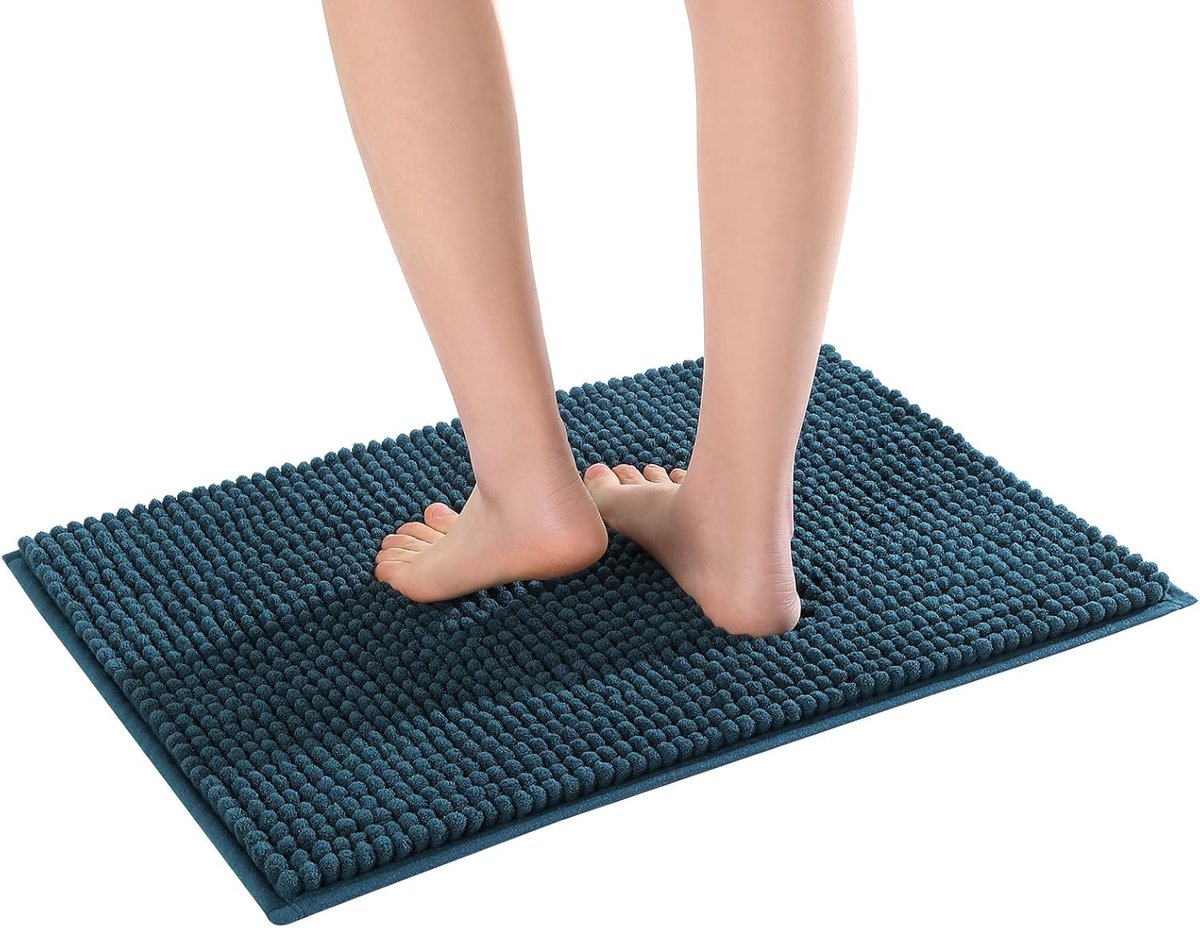 SnelShoppen - Chenille Antislip Badmat 40 x 60 cm - Shaggy Microfiber Badkamermat - Sneldrogend, Machinewasbaar, Duurzaam - Perfect voor Badkamer, Dou