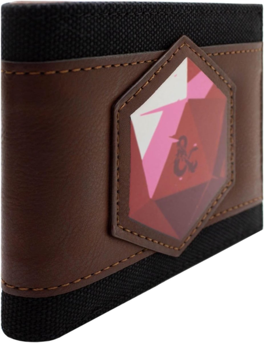 SnelShoppen - DnD Dungeons Dice Wallet/Stock Exchange Bi-Fold ID & Kaartenhouder - Bruin - Duurzaam, Compact en Functioneel voor Dagelijks Gebruik en
