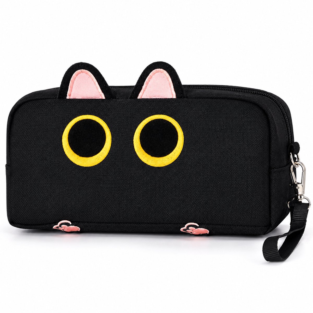 Bobypet Etui Grote Capaciteit - School Etui met Schattig 3D Kattenontwerp - Waterbestendige Pennenbakje voor School, Universiteit en Kantoor - Zwart