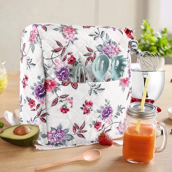 Mixerhoes Keuken - Apparaathoes - Apparaten Beschermen - Met Opbergvakken - Voor 5-8 Liter - Bloemenprint — afbeelding 2