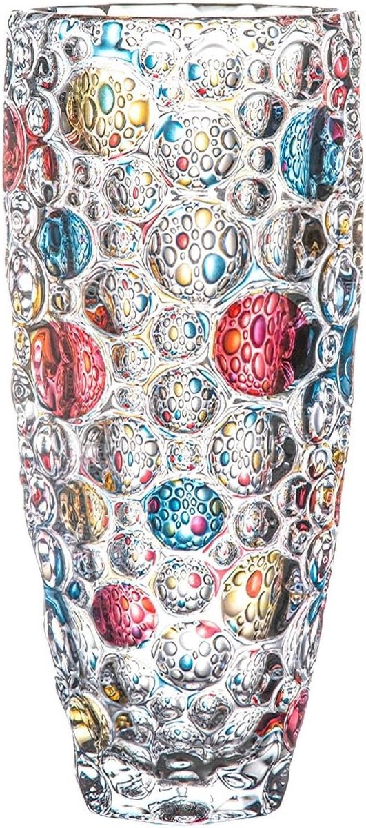 SnelShoppen - Kleurvolle Glazen Vaasje voor Bloemen, 25cm Groot, Stevige Kristal Glazen Bloemenvase, Handgeverfde Decoratieve Vaas voor Bloemstukken,