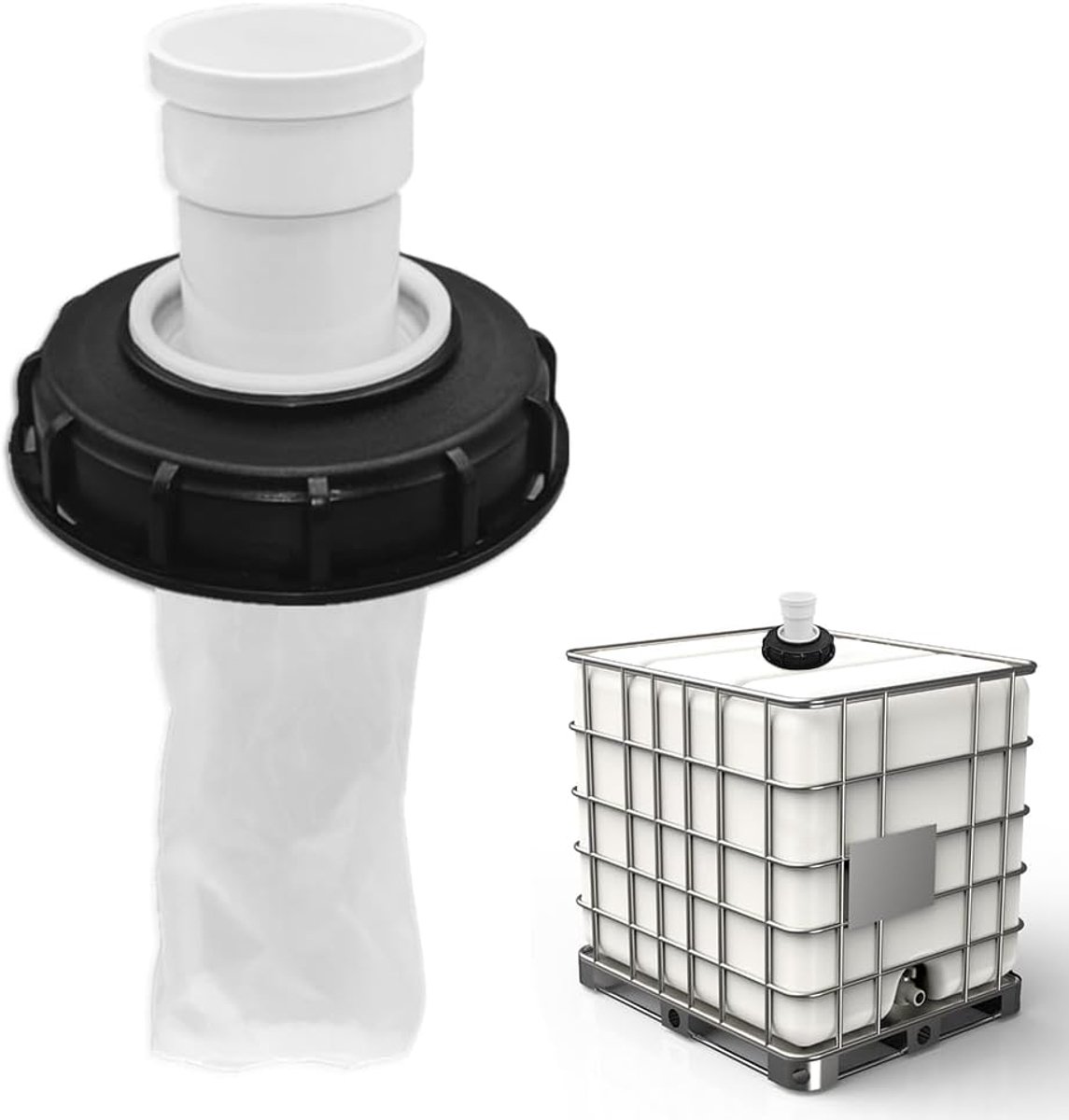 SnelShoppen - IBC Deksel met Filter 165mm, Nylon, Wasbaar, Waterfilter voor Regenwatertank en Vaten, DN 150 Tankdeksel voor Tuin en Buitengebruik