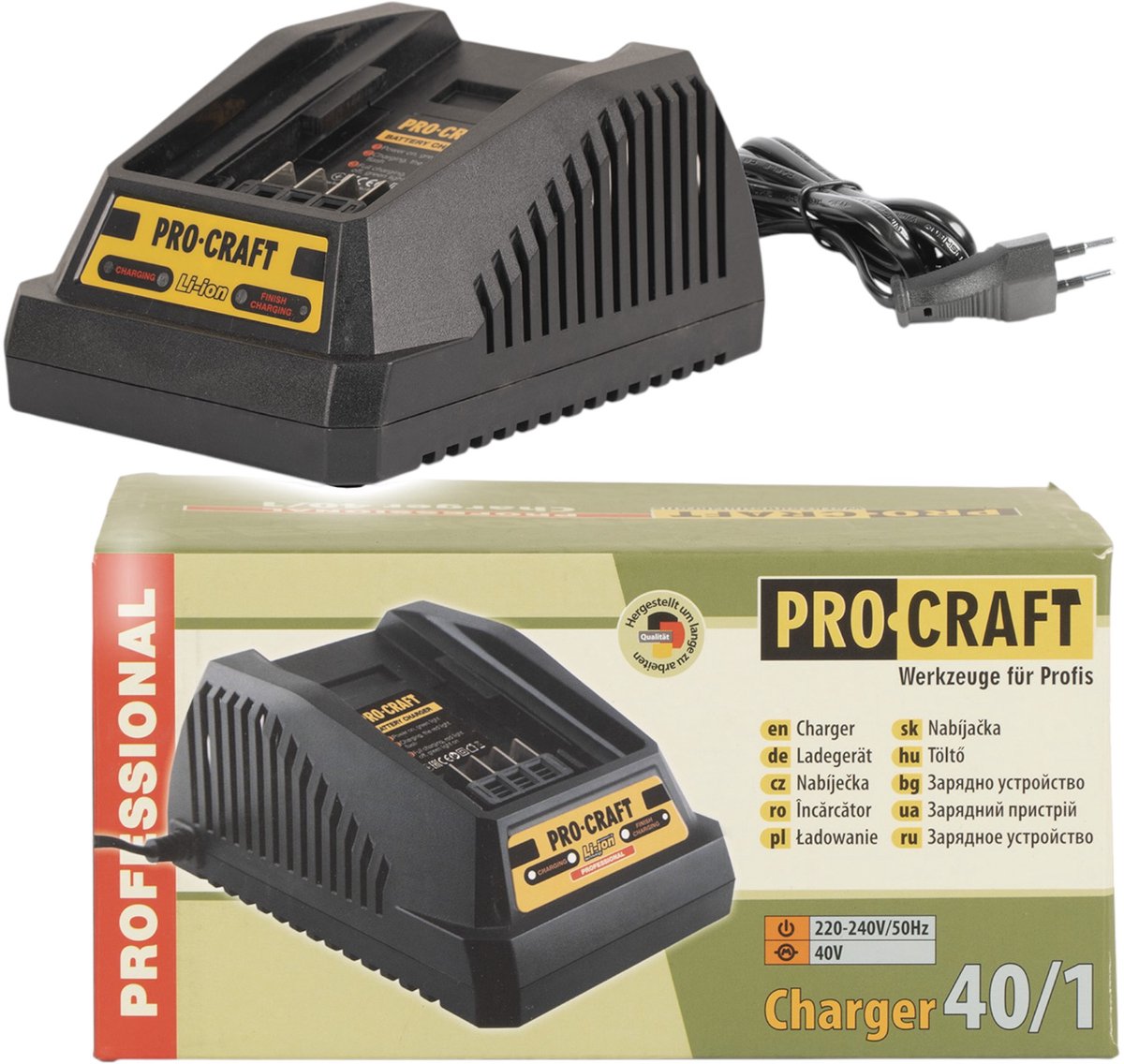 Procraft 40/1-oplader 40 V voor 40 volt Li-ion-accu’s