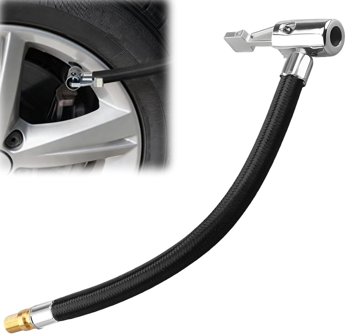 SnelShoppen - 20 cm Tyre Pump Extension Cable Adapter Schrader Ventiel Verlenging voor Auto, Motor, Fiets - Ideaal voor Banden Inflateren