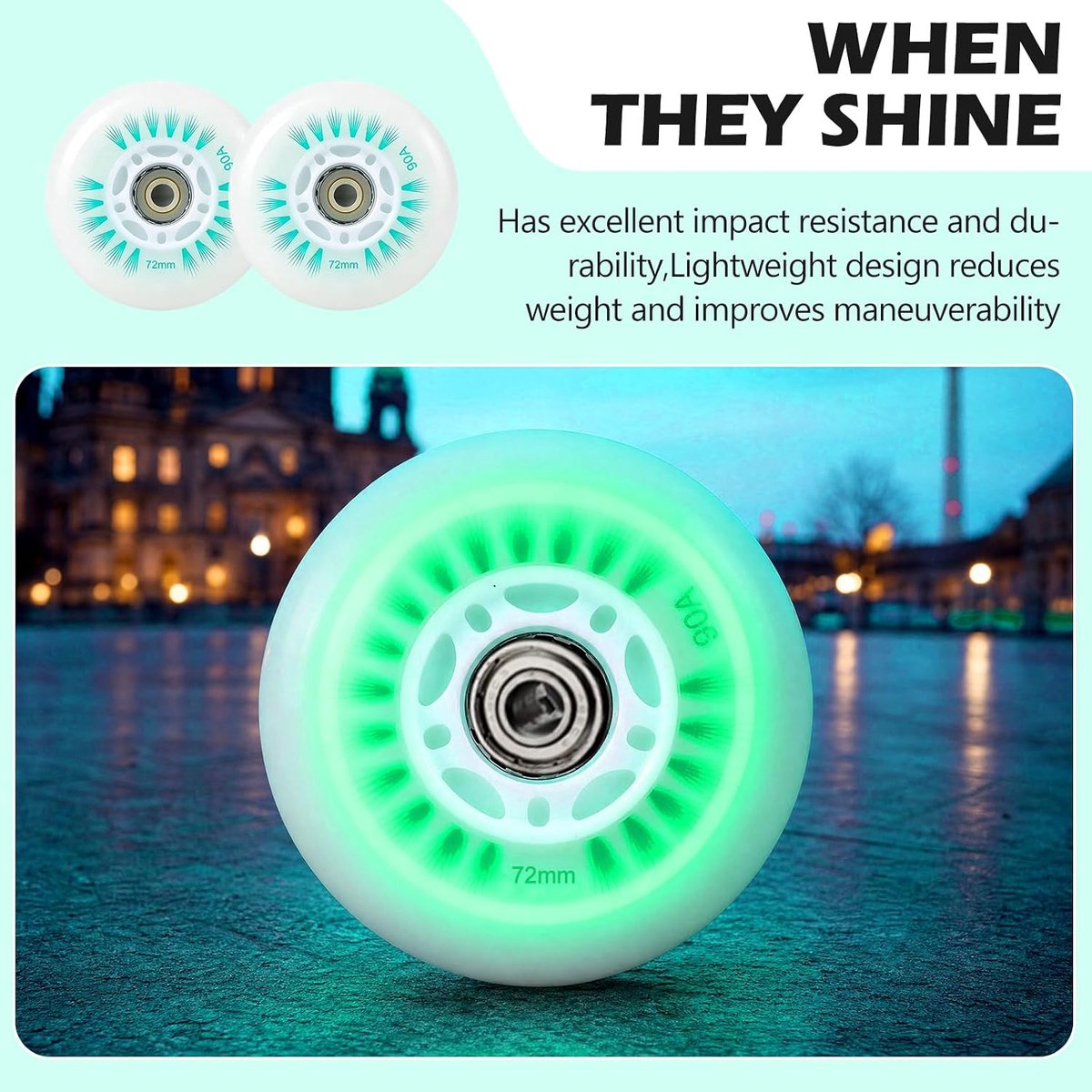 SnelShoppen - Inline Skate Rollers 72MM - 8 Stuks PU Wielen met Kogellagers - LED Lichtsystemen - Universele Inliner Skate Wielen voor Alle Roller Ska