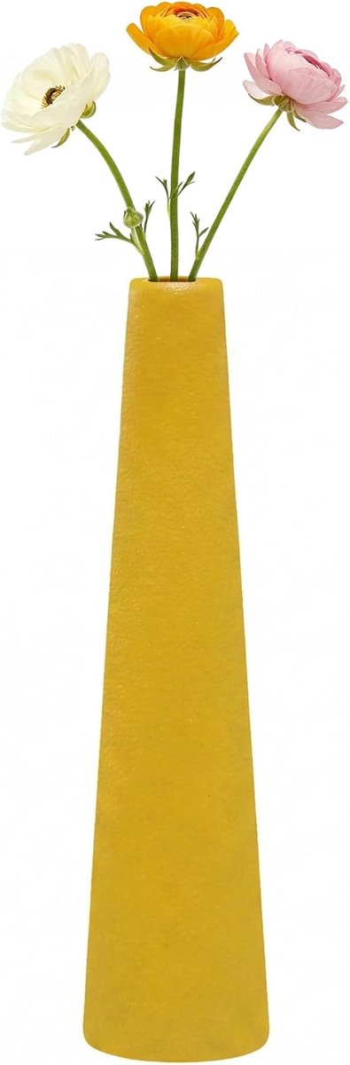 SnelShoppen - 22cm/8.66inch Hoge Handgemaakte Keramische Bud Vaasje, Geel, Kleine Taper Vaas voor Bloemen, Decoratief voor Thuis, Bruiloft, Kantoor, T