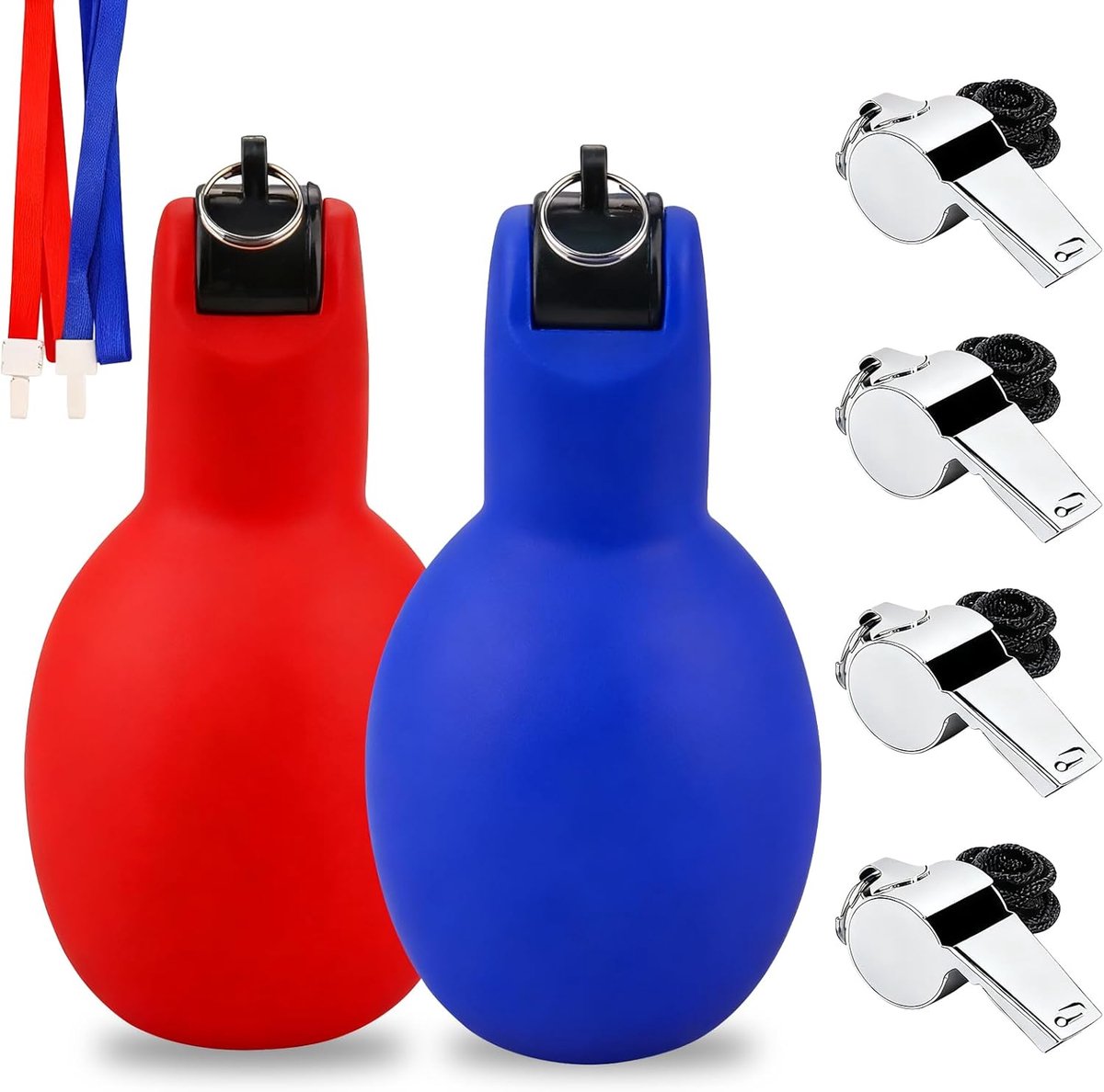 SnelShoppen - 2 Handfluitjes en 4 Metalen Fluitjes - Sportfluit, Referee Fluit, Noodfluit voor Sportlessen, Dog Trainers, Competities en Buitenactivit