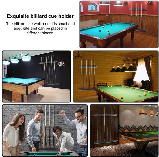 SnelShoppen - Billiard Wall Mount - Snooker Pool Cue Rack voor 6 Stokken - High-Quality Pine Wood - Duurzaam Billiard Accessoire voor Thuis, Clubs en — afbeelding 4