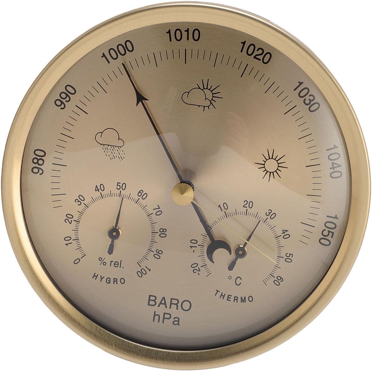 SnelShoppen - 3-in-1 Barometer Thermometer Hygrometer - RVS Weerstation voor Binnen en Buiten - Klimaatcontrole en Luchtmonitoring