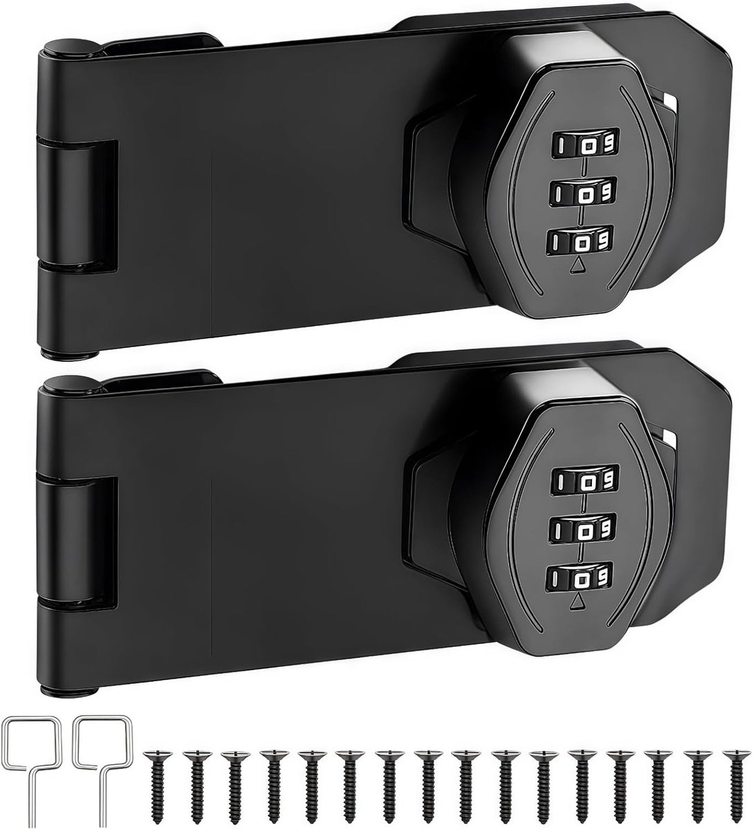 SnelShoppen - Cabinet Lock 3 Digit Combinatielock voor Kast, Kledingkast, Huisdieren Deuren, Postbussen en Lades - 2 Stuks - Zwart - Veiligheidsslot m