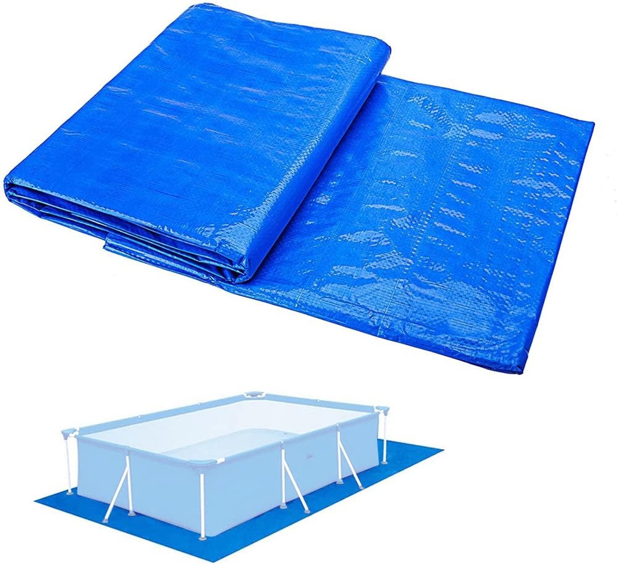 SnelShoppen - Waterdichte Poolgrondmat Blauw, Rectangulaire Vouwbare Bodemat voor Opblaasbare Zwembaden, Bovengrondse Zwembaden en Paddling Pools