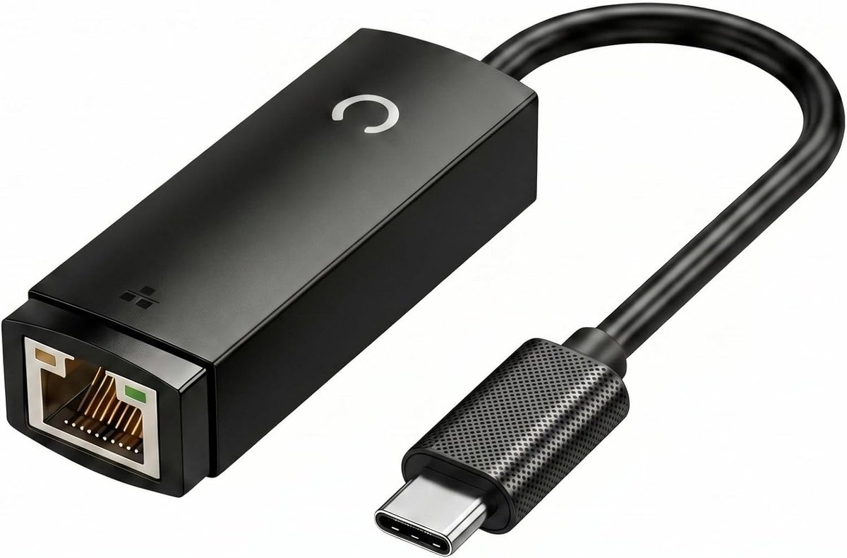 SnelShoppen - Ethernet Network Adapter USB naar RJ45 LAN Kabelaansluiting tot 100Mbps, Plug and Play Type-C voor Ultrabook, Chromebook, Laptop, Deskto