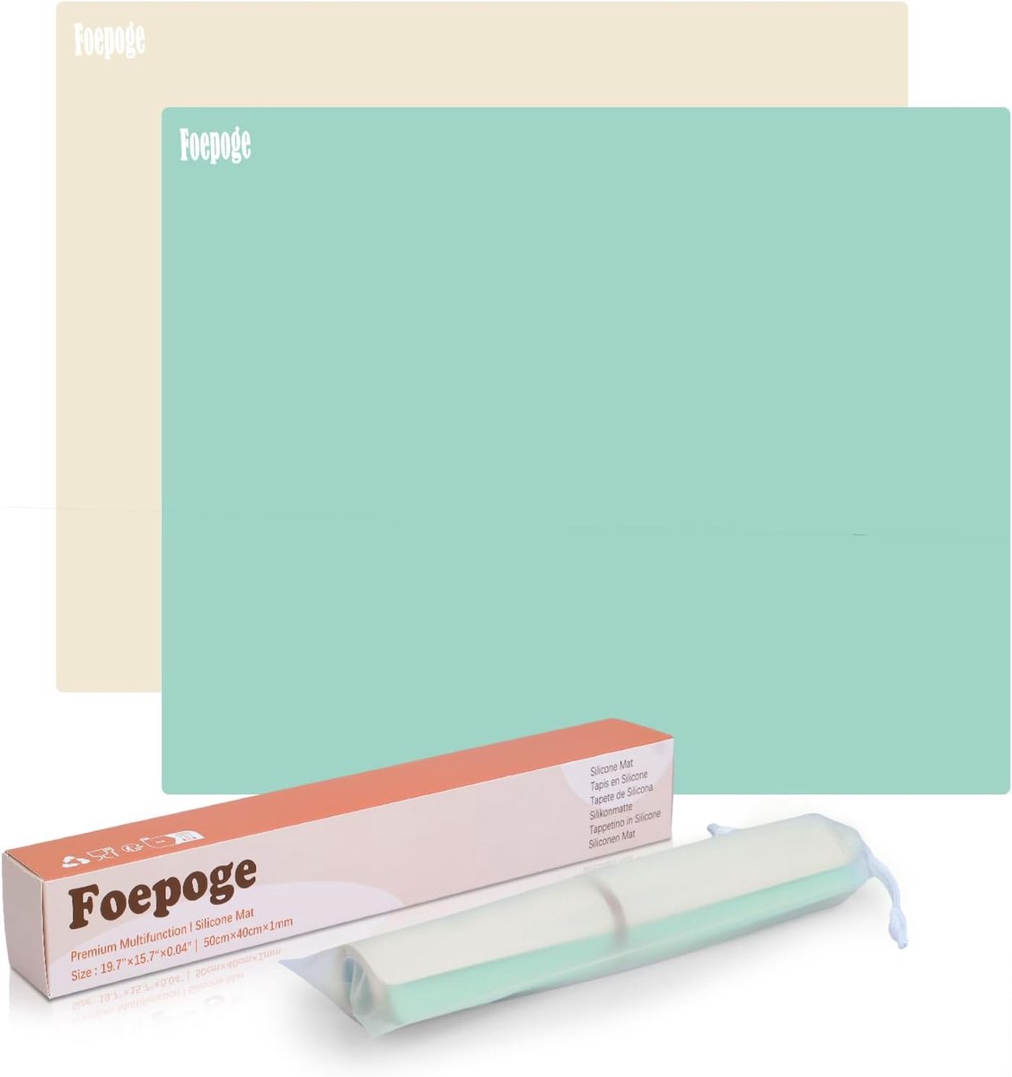SnelShoppen - Silicone Craft Mat 40 x 50 cm - Mint Groen/Beige - Werkmat voor knutselen, hobby, bakken, kinderen, keuken, multifunctioneel, anti-slip,