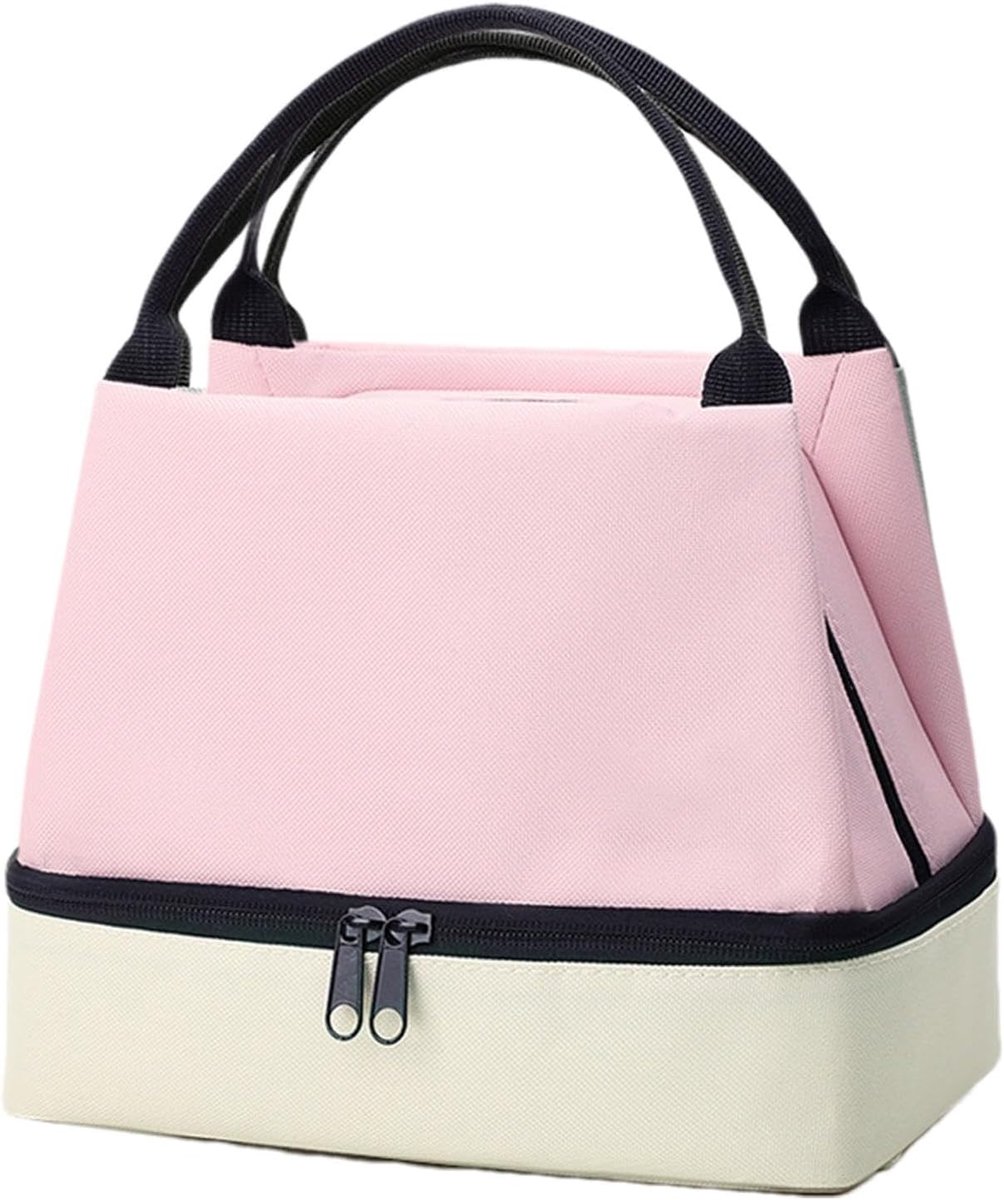 Bobypet - Dubbellaagse Isolatie Koeltas voor Eten en Drinken - Thermische Lunchtas van Stevig Oxford Doek - Lekkagevrije Koeltas voor Werk, School, Picknick en Outdoor - Roze