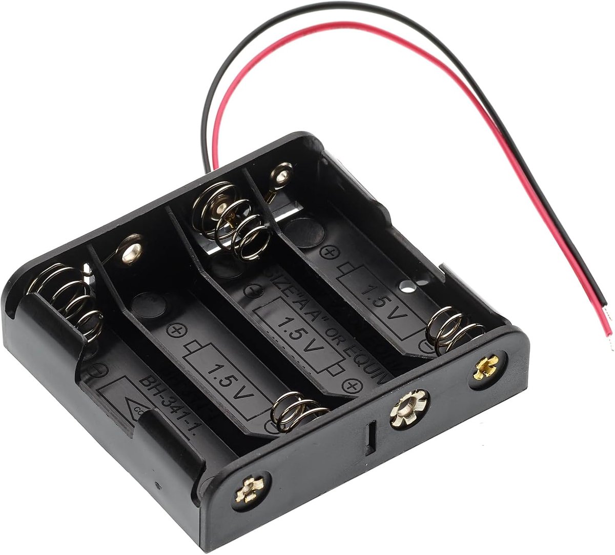 SnelShoppen - 4x AA 6V Batterijhouder met Draden - Plastic Opbergdoos voor DIY Projecten, Geschikt voor 4 Stuks AA Batterijen, 150mm, Duurzaam en Perf