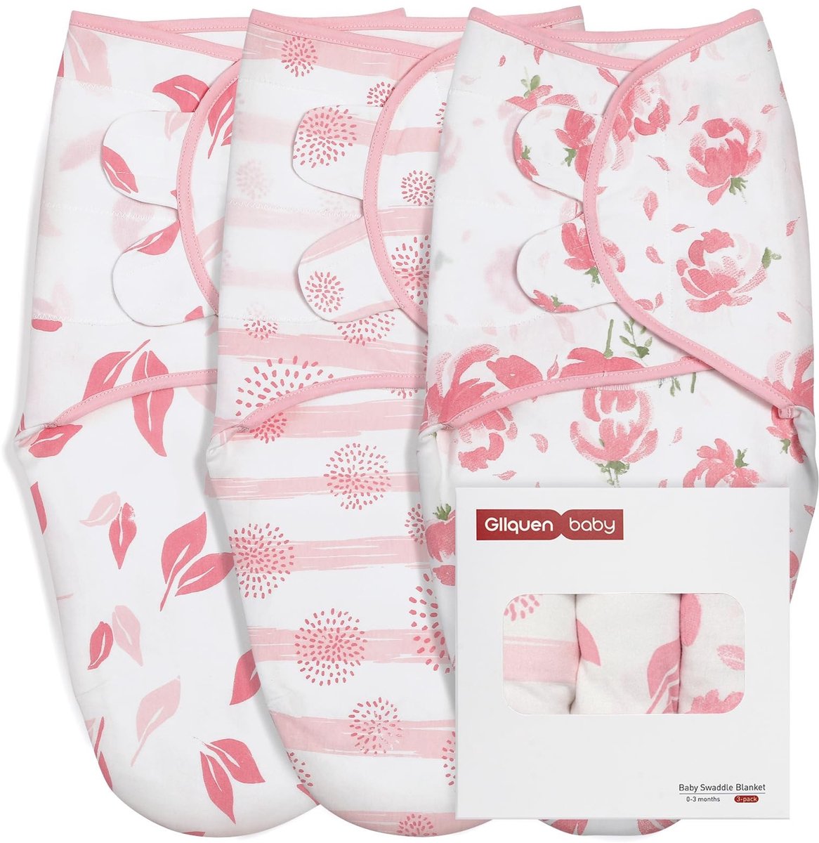 Omgoods - Swaddling Wipes voor Pasgeborenen, 100% Ademend Organisch Katoen, 3 Stuks (Bloem)