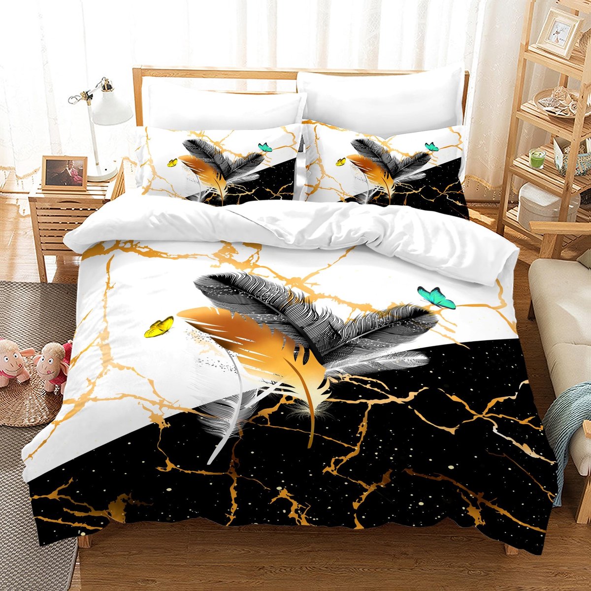 Omgoods - 3D Print Beddengoed Set voor Dubbel Bed met 2 Kussenslopen