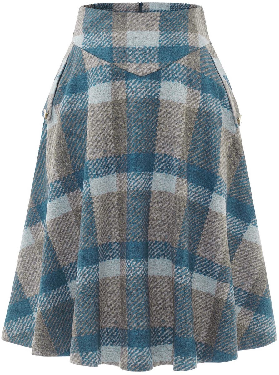 Omgoods - Dames Midi Rok - Hoge Elastische Taille A-Lijn Skater Rok