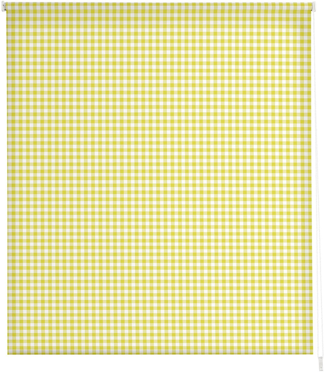 Omgoods - Estoralis Transparante Rolgordijn, Digitale Print, Keuken Vichy-2, Geel, 130 x 175 cm