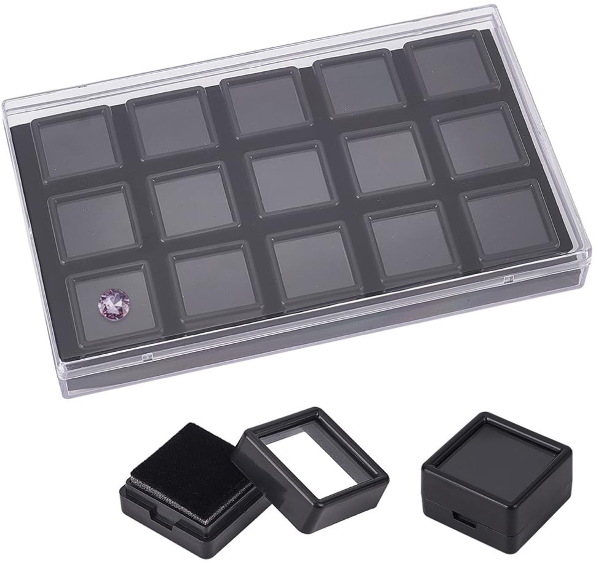 Omgoods- Sieradenbox Premium Materiaal - Display Box - Edelsteen Doos - Juwelen Doosje - Geschenkverpakking - 2,9x1,75cm - Juwelendoos