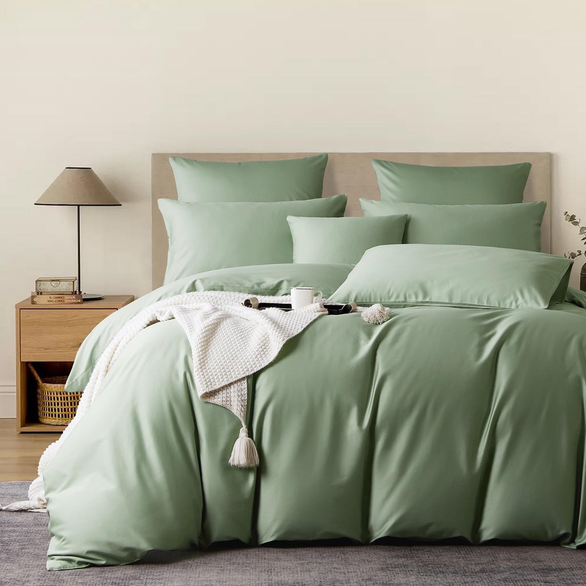Omgoods - Satin Dekbedovertrekset 155 x 220 cm Groene Mako Satin