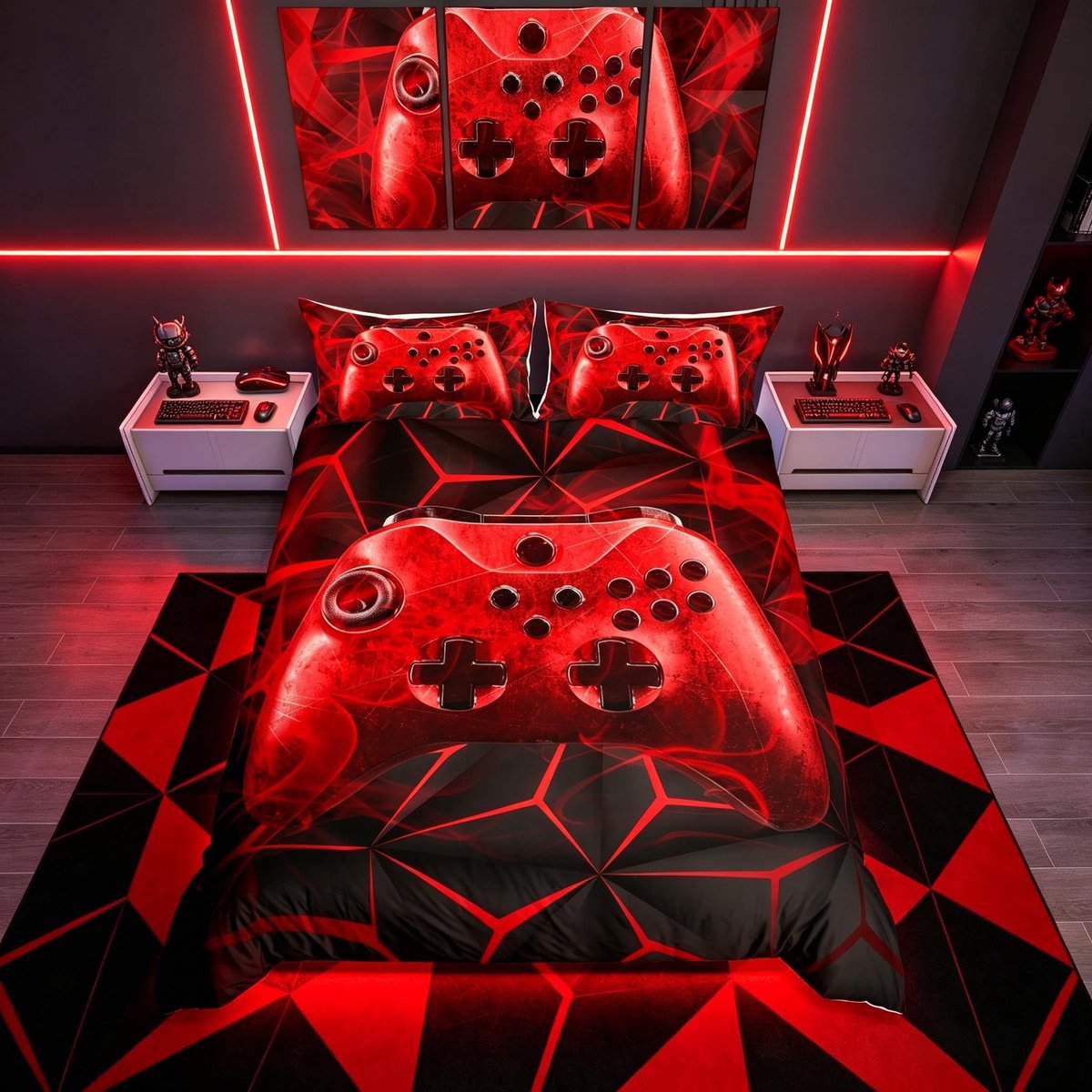Omgoods - Gaming Duvet Cover Set - Speelse Beddegoed voor Kinderen met Controller Motief