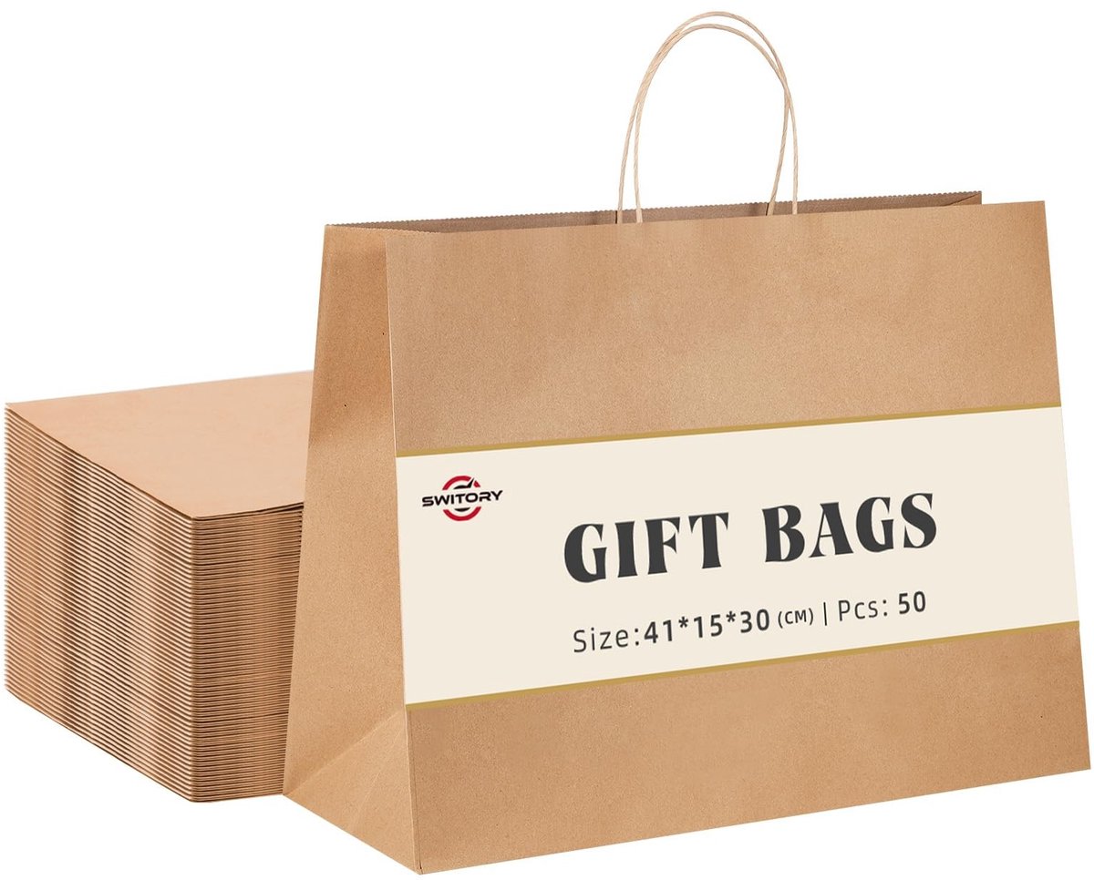 Omgoods - 50 Stuks Grote Bruine Papieren Tassen - Voor Feestjes en Cadeaus