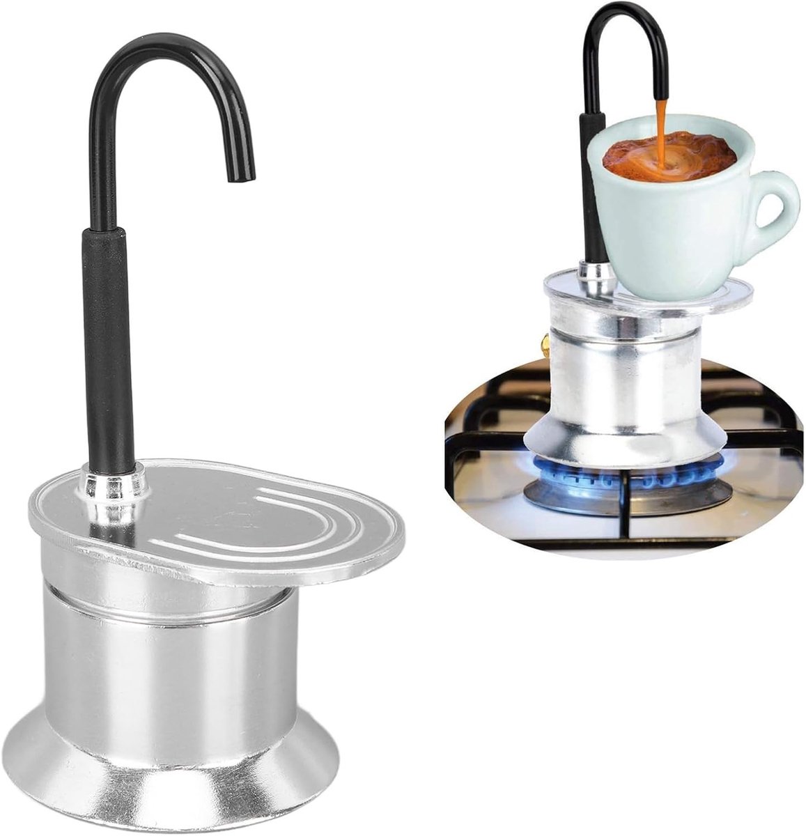 Omgoods- Mokkapot 50 ml - Aluminiumlegering - Lichtgewicht - Draagbaar - Percolator - Geschikt voor alle kachels behalve inductie - Koffiezetter