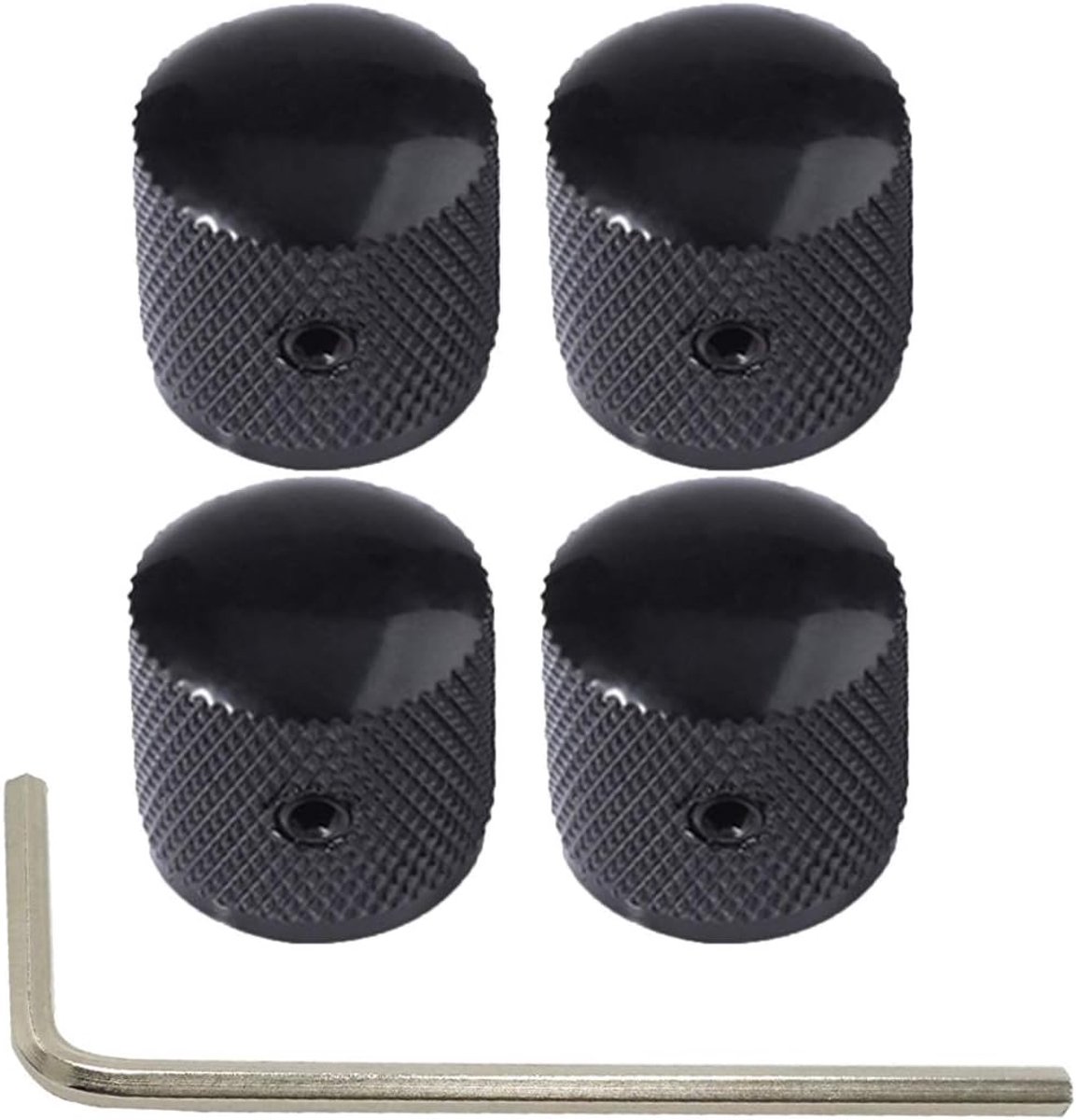 Volume Tone Dome Knoppen Volume Control Knoppen voor Elektrische Gitaar Bas met Inner Hexagon Spanner Zwart, 4 Stks