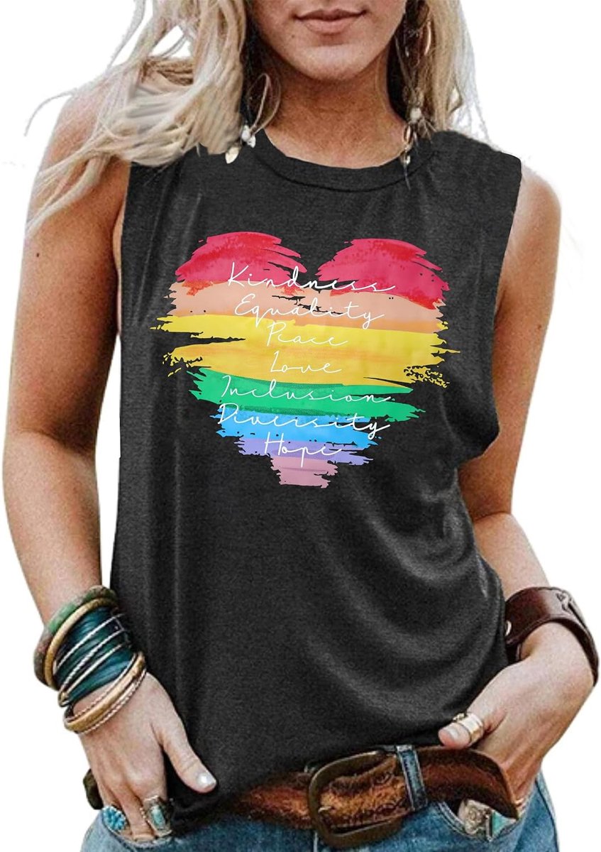 tiorhooe Pride Tank Top Dames Regenboog T-shirt Vrouwen LGBT Rainbow Zomer Tee Top