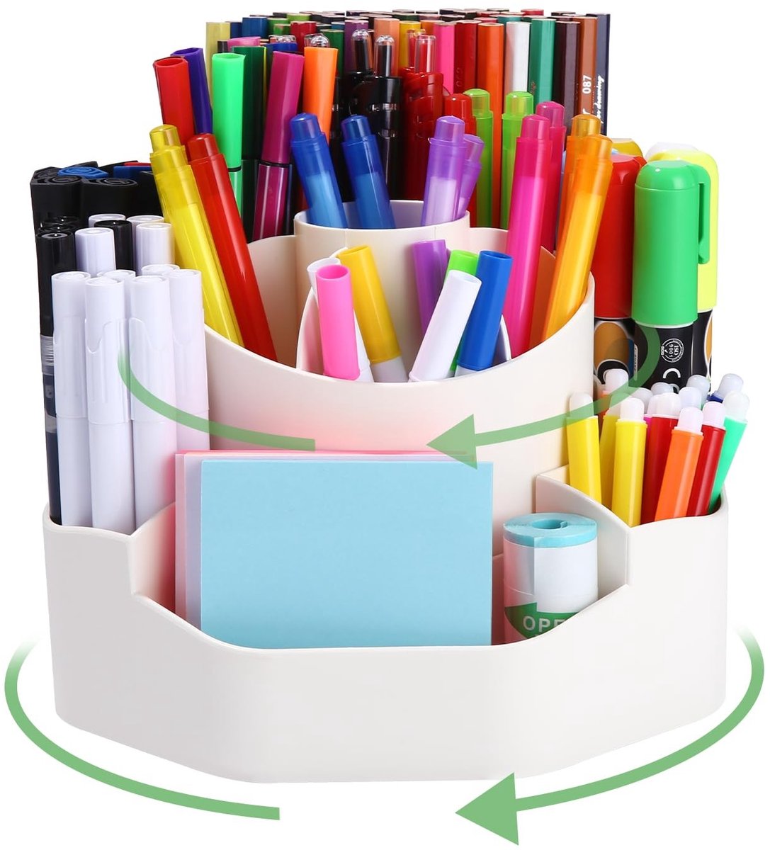 Omgoods - Draaibare Bureau-organizer met 13 Vakken - 360 Graden Penhouder voor Kinderen