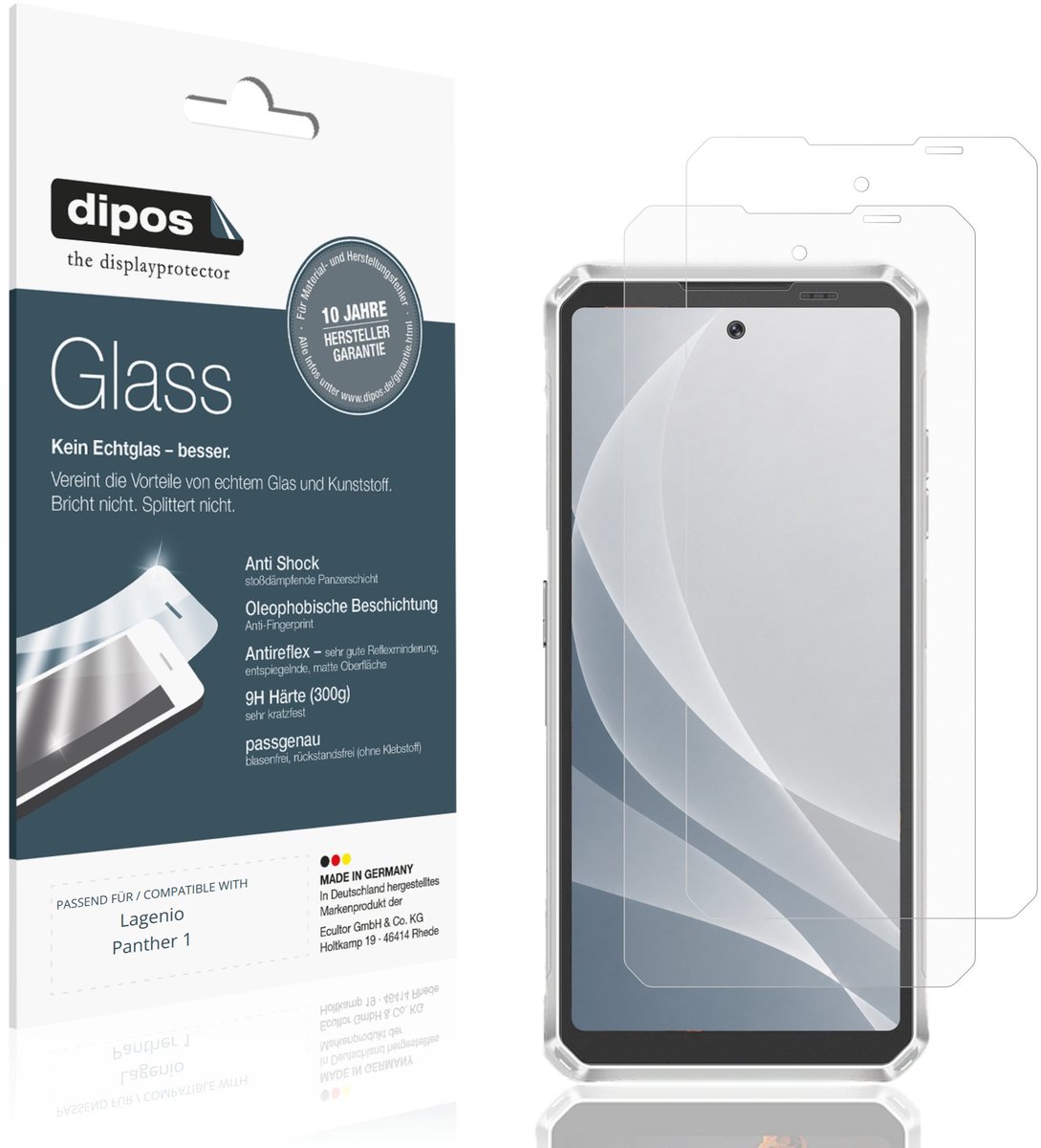 dipos – 2x Matte Pantserfolie geschikt voor Lagenio Panther 1 | 9H Screenprotector