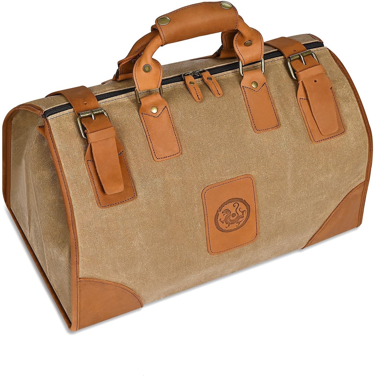 Omgoods - Waterafstotende Canvas Weekendtas van Leer voor Reizen en Sport