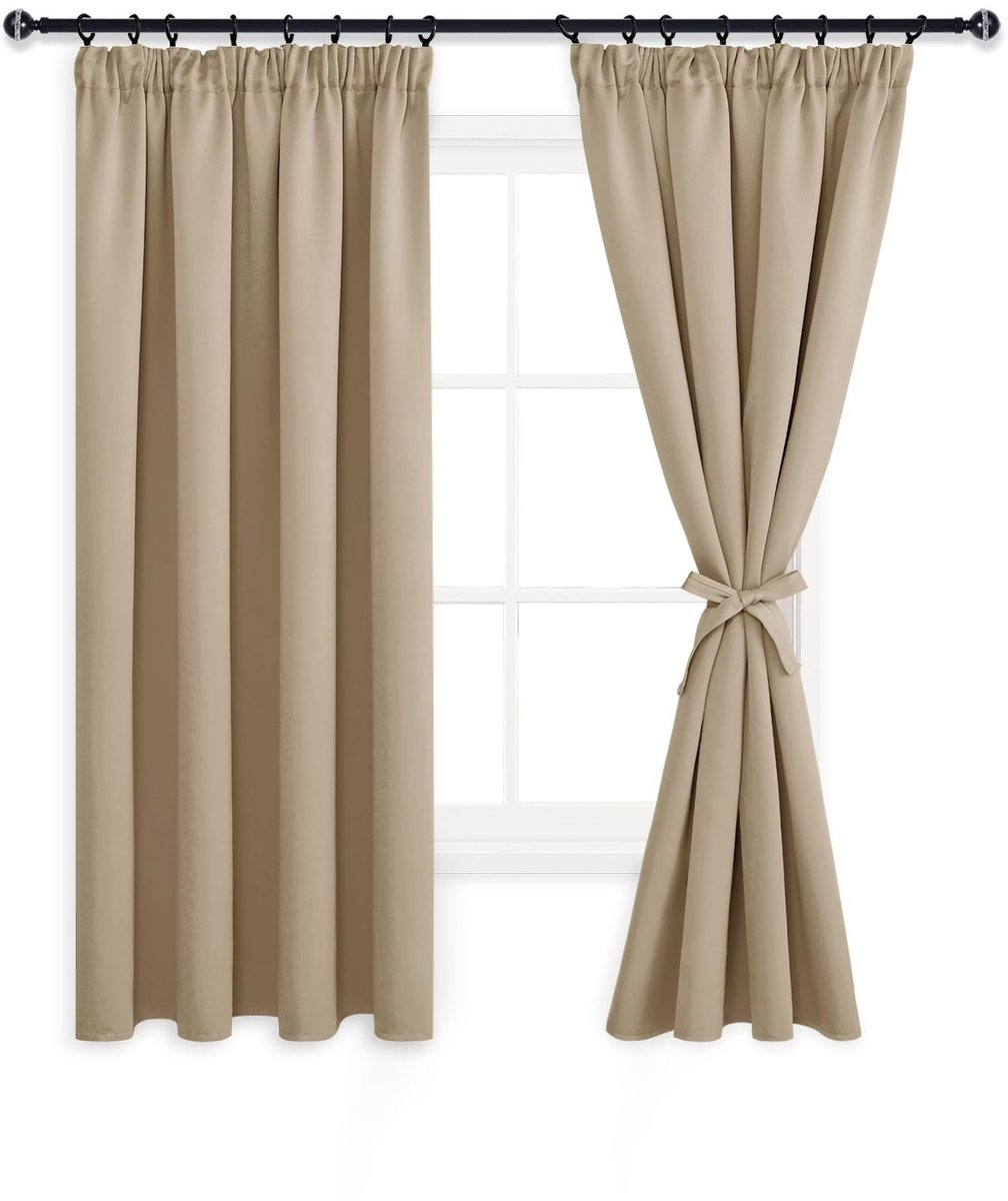 Omgoods - Blackout Gordijnen met Lussen - Taupe 167x183 cm (2 Stuks)