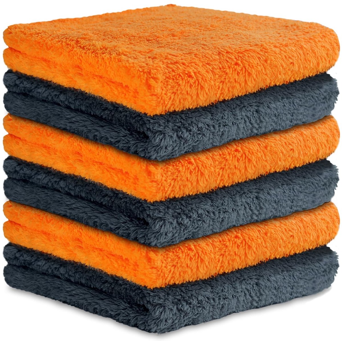Omgoods - Microvezel Auto Handdoeken Set - 16x16 inch - 6 Stuks in Oranje en Grijs