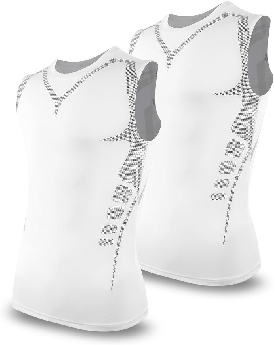 Compressieshirt voor heren, sporttanktop, mouwloos functioneel shirt, loopshirt, onderhemd met ronde hals