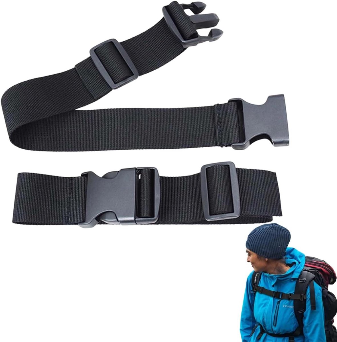 2 stuks riemverlengingen voor tas, universele borstriemen, borstband voor rugzak, verstelbare borstband voor rugzak, antislip, bagage en reisaccessoires (30 cm)