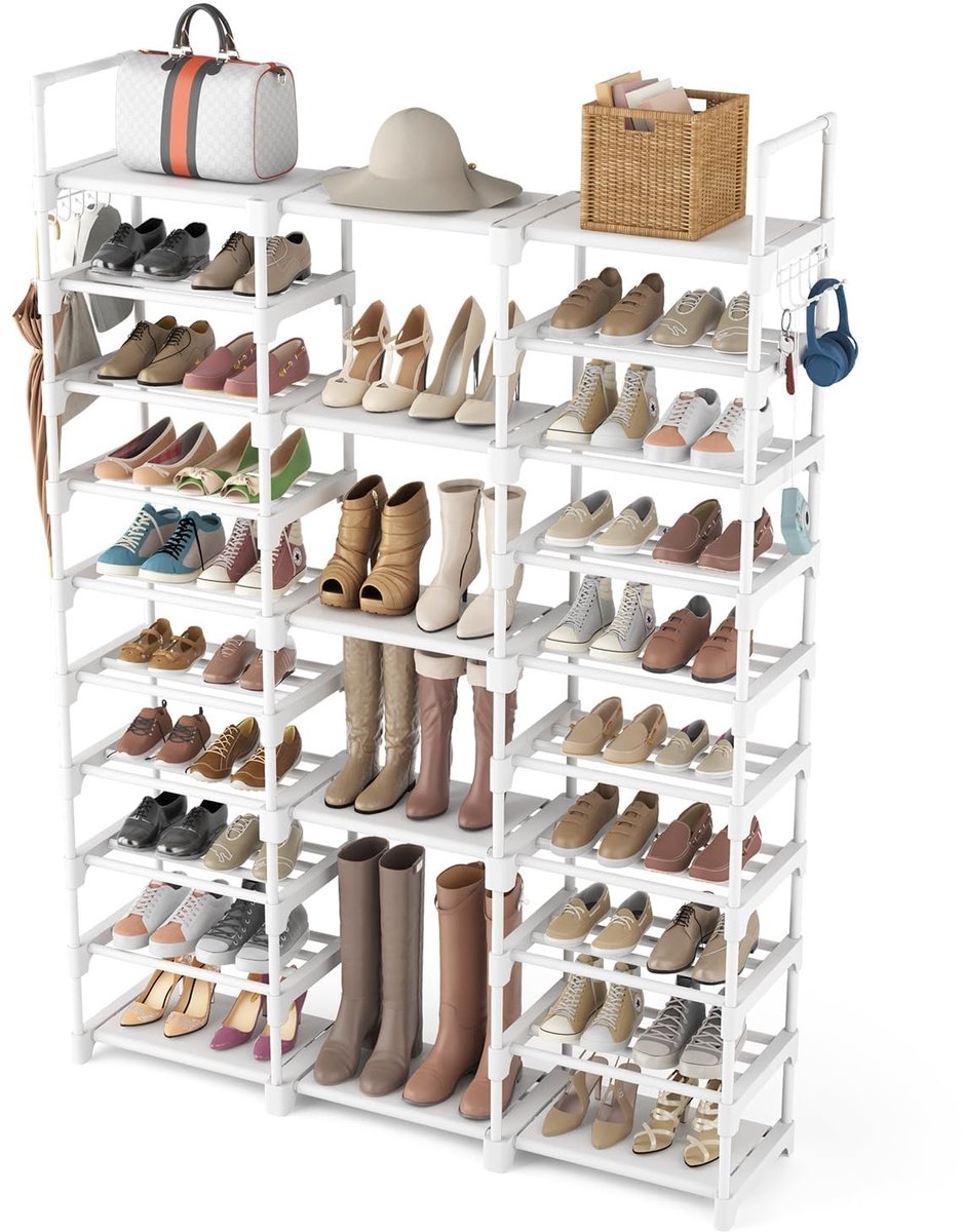 Omgoods - 10 Niveaus Metalen Schoenenrek voor Tot 62 Paar Schoenen